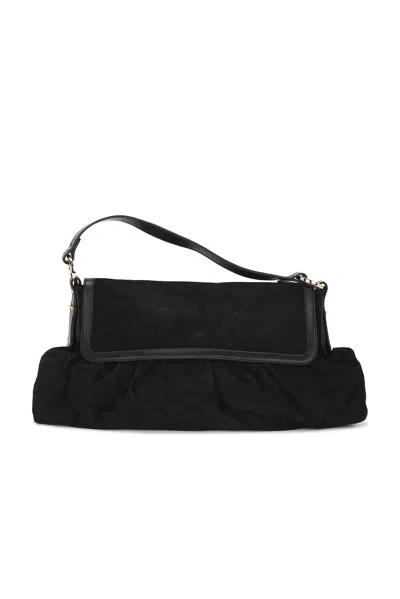 Pre-owned Fendi Vintage Suede Chef Shoulder Bag In Black