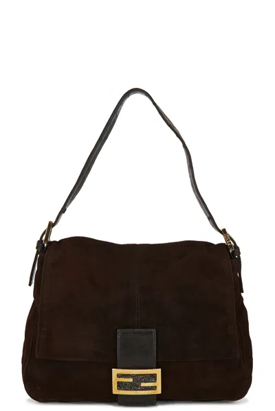 Pre-owned Fendi Vintage Suede Mama Baguette Shoulder Bag In Brown