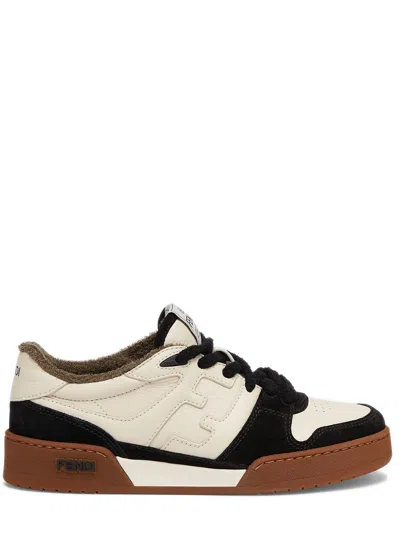 Fendi Vintage Thebel Sneakers With Embossed Lettering In Neutral