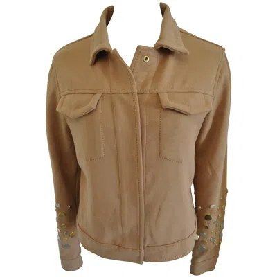 Pre-owned Fendi Vintage Women's Light Brown Studded Jacket, 1980s, Made In Italy