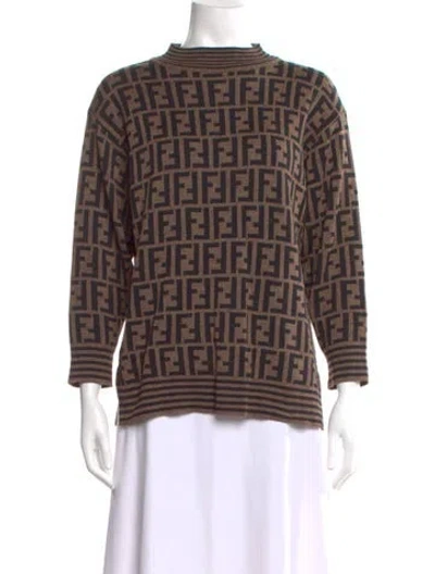 Pre-owned Fendi Vintage Wool Sweater In Brown