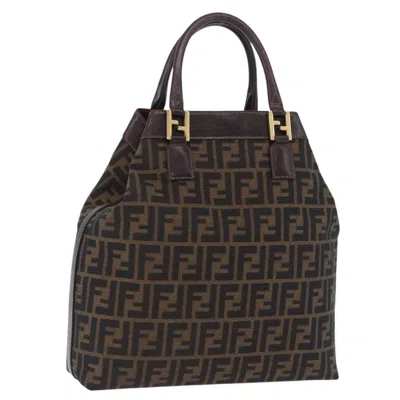 Pre-owned Fendi Vintage Zip Pochette Zucca Canvas Small Brown Canvas Clutche & Pouche Bag ()
