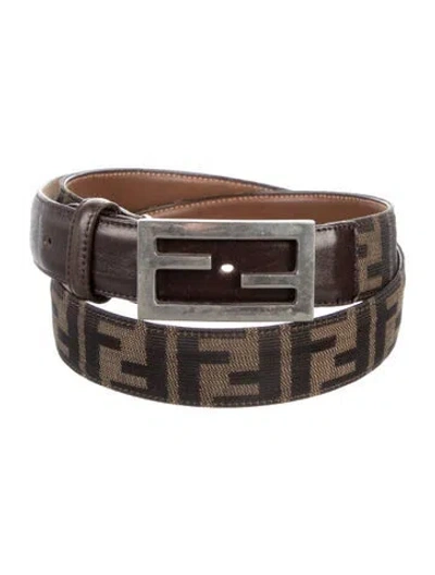 Pre-owned Fendi Vintage Zucca Ff Logo Belt In Brown