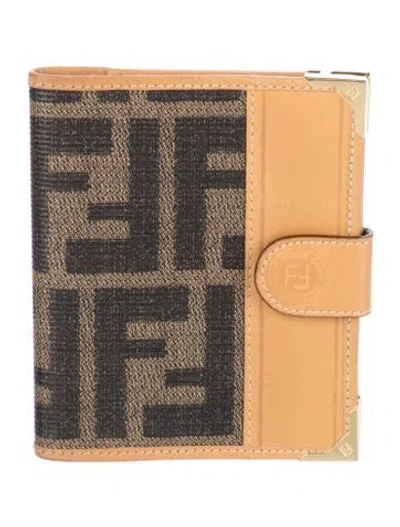 Pre-owned Fendi Vintage Zucca Ff Logo Compact Wallet In Brown