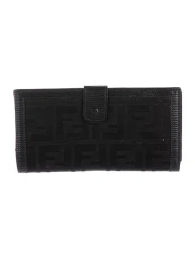 Pre-owned Fendi Vintage Zucca Ff Logo French Purse In Black