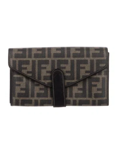 Pre-owned Fendi Vintage Zucca Ff Logo Wallet In Brown