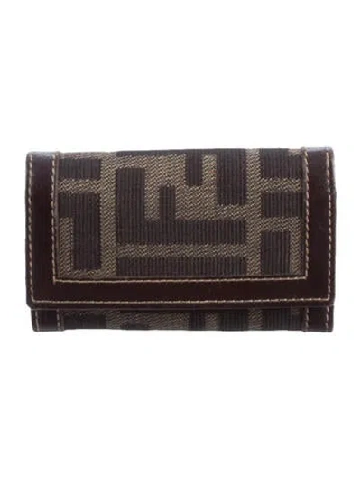 Pre-owned Fendi Vintage Zucca Ff Logo Wallet In Brown