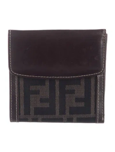 Pre-owned Fendi Vintage Zucca Ff Logo Wallet In Brown
