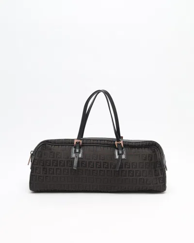 Fendi Vintage Zucca Handbag In Brown
