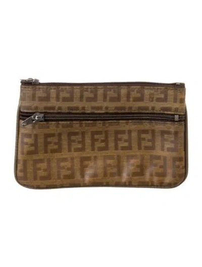 Pre-owned Fendi Vintage Zucchino Ff Logo Wallet In Brown
