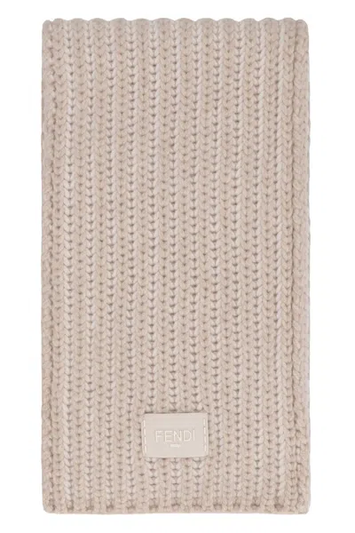 Fendi Virgin Wool And Cashmere Scarf In Beige