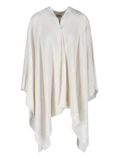 Fendi Virgin Wool And Silk Poncho In White