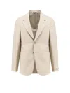 Fendi Virgin Wool Blazer With Logoed Buttons In Neutral