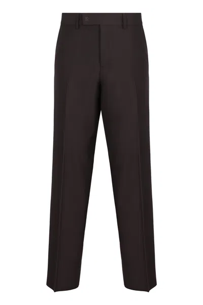 Fendi Virgin Wool Blend Chinos In Brown