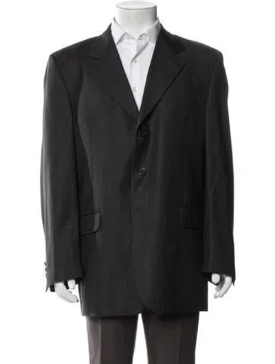 Pre-owned Fendi Virgin Wool Chain-link Accents Blazer In Gray