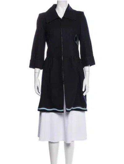 Pre-owned Fendi Virgin Wool Coat In Blue