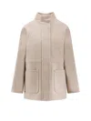Fendi Double-breasted Wool Coat In Neutral
