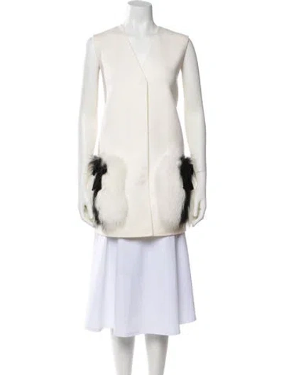 Pre-owned Fendi Virgin Wool Coat In Neutral