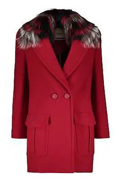 Pre-owned Fendi Virgin Wool Coat With Fox Fur In Red