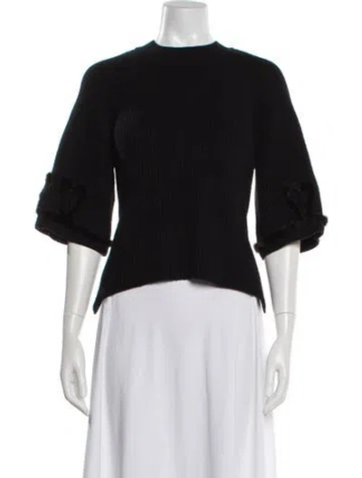Pre-owned Fendi Virgin Wool Crew Neck Sweater In Black