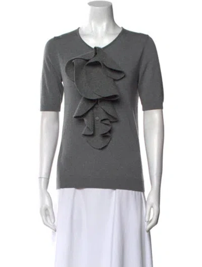 Pre-owned Fendi Virgin Wool Crew Neck Sweater In Gray