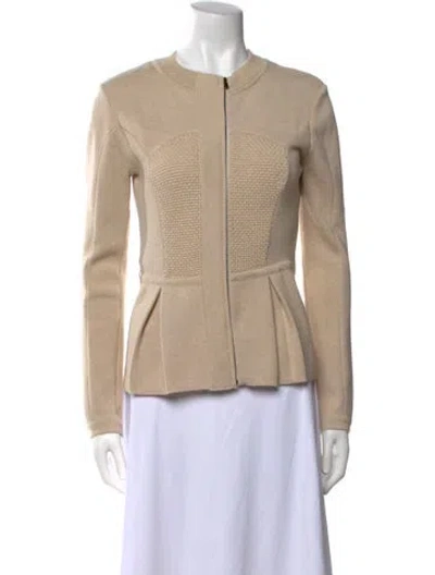 Pre-owned Fendi Virgin Wool Crew Neck Sweater In Neutral