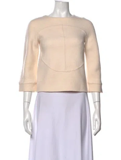 Pre-owned Fendi Virgin Wool Crew Neck Sweater In Neutrals