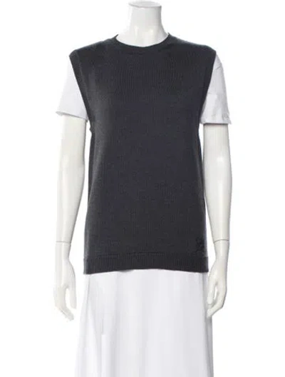 Pre-owned Fendi Virgin Wool Crew Neck Sweater W/ Tags In Gray