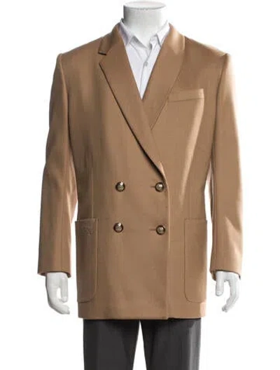 Pre-owned Fendi Virgin Wool Embroidered Accent Blazer In Neutrals