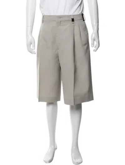 Pre-owned Fendi Virgin Wool Flat Front Shorts In Grey