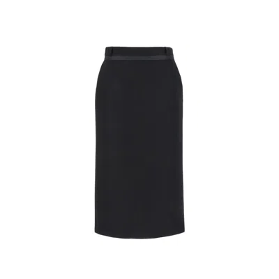 Fendi Virgin Wool Grain De Poud Skirt Women In Black