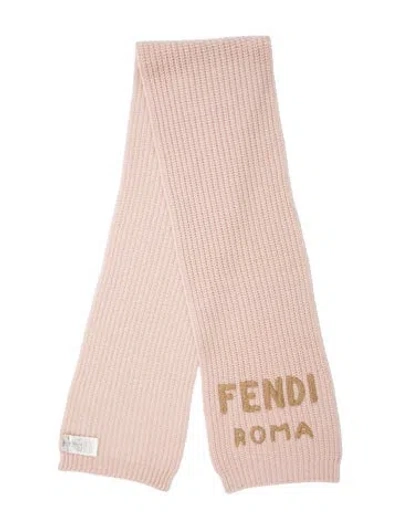 Pre-owned Fendi Virgin Wool Graphic Print Scarf In Pink