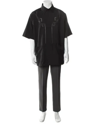 Pre-owned Fendi Virgin Wool Graphic Print Shirt In Black