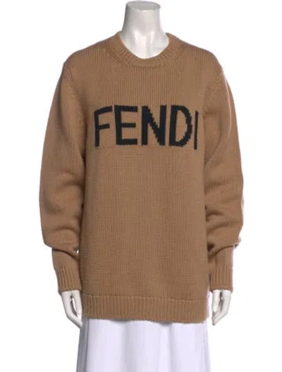 Pre-owned Fendi Virgin Wool Graphic Print Sweater In Multi