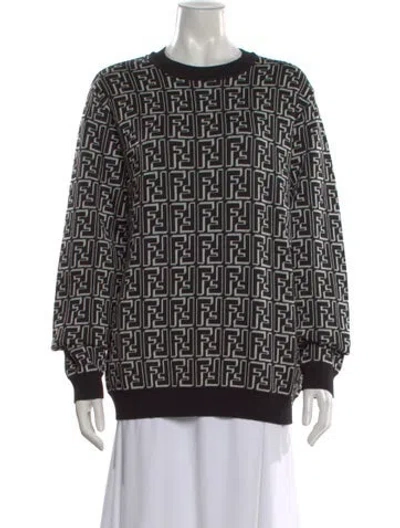 Pre-owned Fendi Virgin Wool Graphic Print Sweatshirt W/ Tags In White