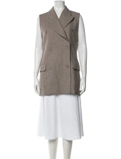 Pre-owned Fendi Virgin Wool Houndstooth Print Vest In Brown