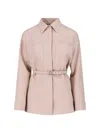 Fendi Diagonal 3d Wool Blazer With Belted Waist In Pink