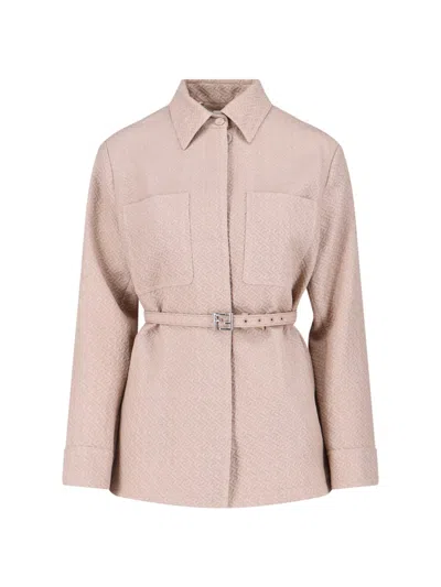 Fendi Virgin Wool Jacket Ff In Sand