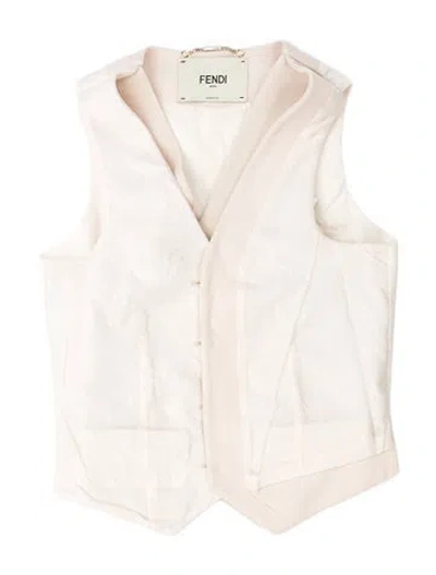 Pre-owned Fendi Virgin Wool Jacket W/ Tags In White