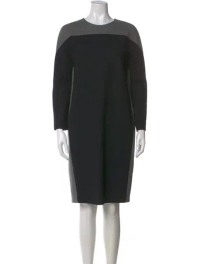 Pre-owned Fendi Virgin Wool Knee-length Dress In Black
