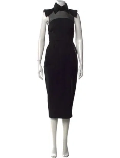 Pre-owned Fendi Virgin Wool Knee-length Dress In Black