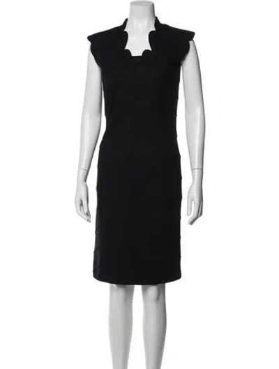 Pre-owned Fendi Virgin Wool Knee-length Dress In Black