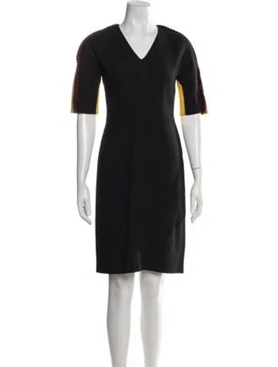 Pre-owned Fendi Virgin Wool Knee-length Dress In Black