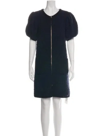 Pre-owned Fendi Virgin Wool Knee-length Dress In Blue