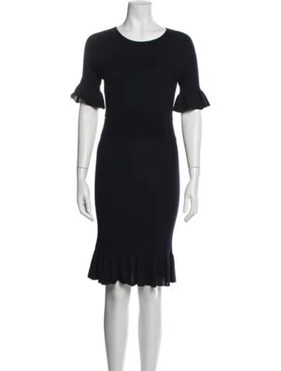 Pre-owned Fendi Virgin Wool Knee-length Dress In Blue