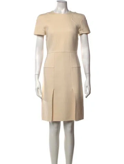 Pre-owned Fendi Virgin Wool Knee-length Dress In Neutrals