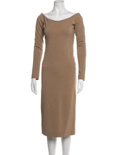 Pre-owned Fendi Virgin Wool Knee-length Dress In Neutrals