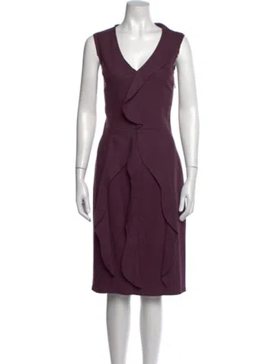 Pre-owned Fendi Virgin Wool Knee-length Dress In Purple