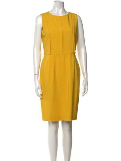 Pre-owned Fendi Virgin Wool Knee-length Dress In Yellow