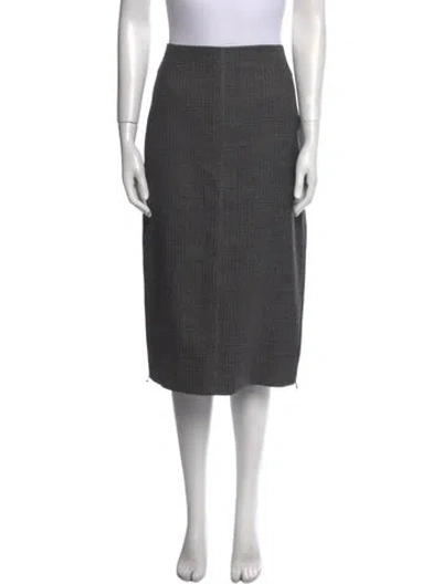Pre-owned Fendi Virgin Wool Knee-length Skirt In Gray